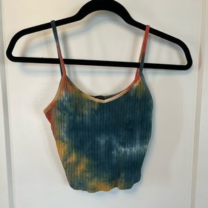 SHEIN Ribbed Tie Dye Cropped Tank Top